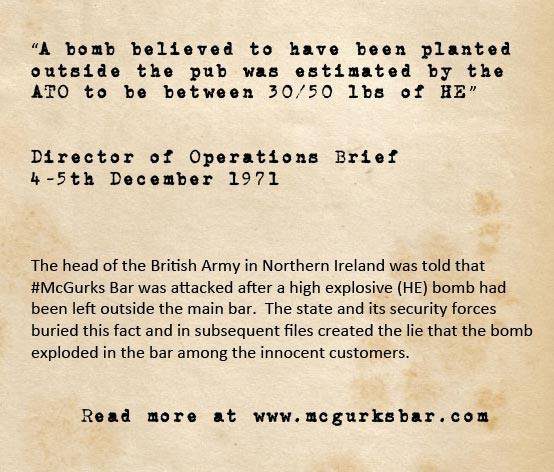 Informing the General Officer Commanding of the McGurk's Bar Bombing 3 disinformation1