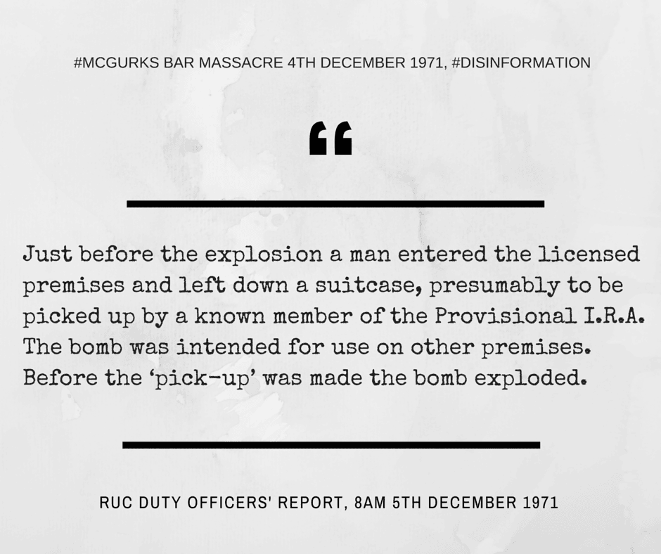 McGurk's Bar Disinformation: RUC Duty Officers' Report